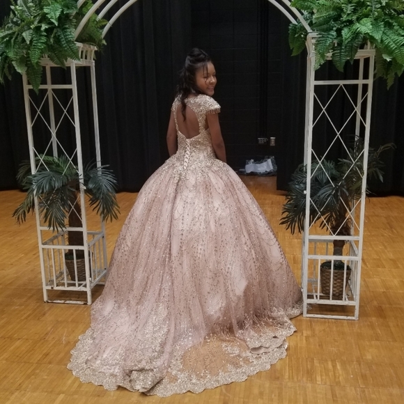 Pageant/ Quinceañera Dress.          Ariana Vara, Rose Gold, size 6 - Picture 3 of 13